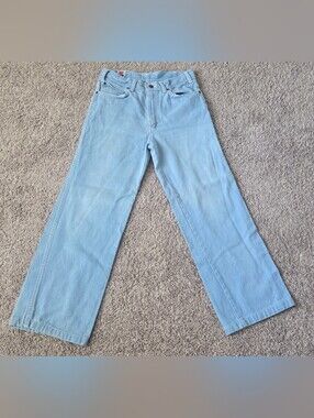 Vintage 70s Jandy Place Wide Leg Jeans Light Wash High Waisted Detailed Pockets